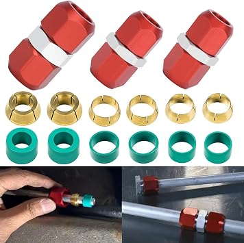 Replace for 800-640 800-641 800-642 A/C Line Repair Splice Connector Kit Fit for 5/8 in 3/8 in 1/2 in Aluminum Tube Lines