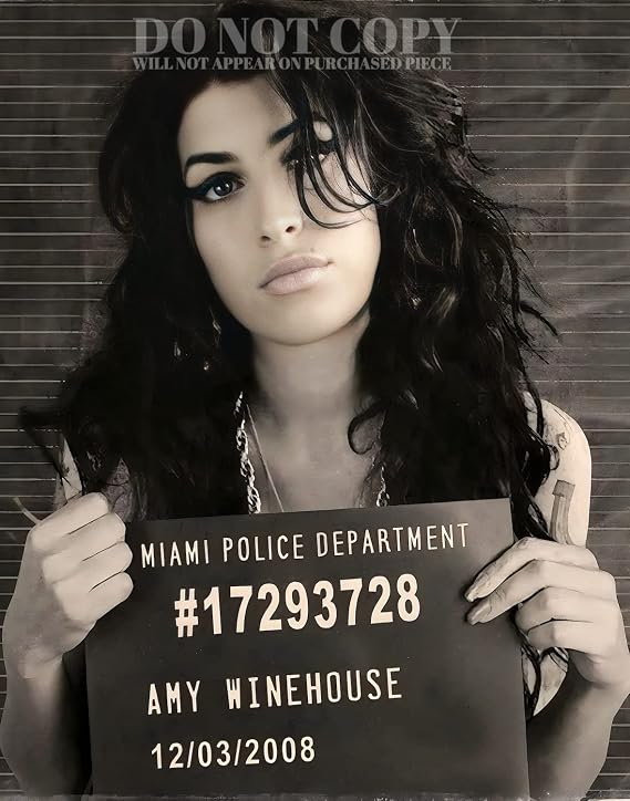 Amy Winehouse Mugshot Photograph 11 X 14 - Magnificent 2008 Miami Mug Shot Portrait - Legendary British Singer - Busted - Iconic Picture - Rare Photo - Poster Art Print