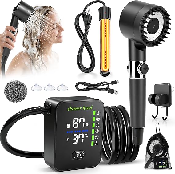 Portable Shower with Heater,8000Mah Powered Portable Camping Shower