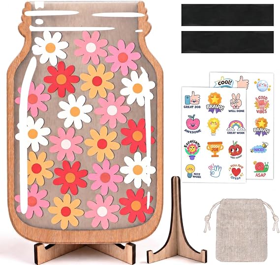 Reward Jar for Kids with 25 Stickers, Star Jar Chart for Potty Training