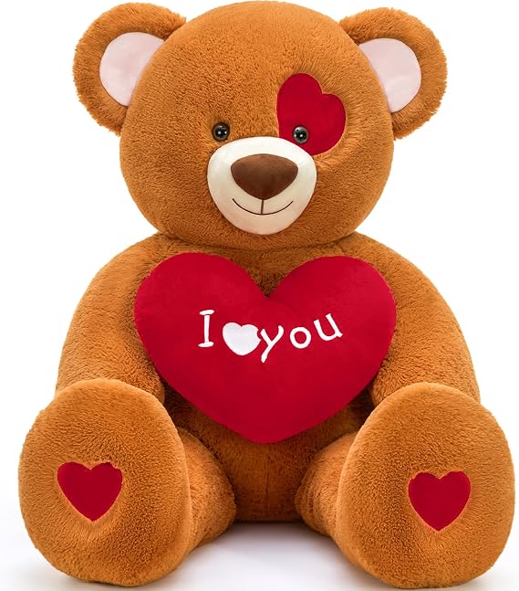 MaoGoLan Giant Big Teddy Bear Stuffed Animal 4ft / 47", Valentines Teddy Bear with Heart for Girls Girfriend Boyfriend Lover, Romantic Sweet Gift for Proposal Anniversary Special Day