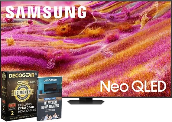 Samsung 75" Neo QLED 4K QN90F Smart TV (2025) Vision AI, Neo Quantum HDR+, Glare-Free Bundle with CPS Exclusive 1-Year Protection & Deco Gear Complete Home Theater Beginner's Guidebook