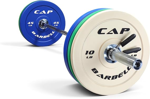 CAP Barbell 160 lb Competition Olympic Weight Set with 7ft Chrome Barbell & Color Bumper Plates