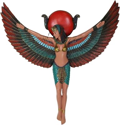 Ebros Large Ancient Egyptian Goddess Isis With Open Wings Protector Of The Kingdom Wall Decor Isis Ra Deity Wall Hanging Plaque 12.5Tall Figurine As Legendary Mythological Gods And Goddesses Figure