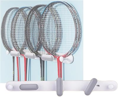 Wall Mounted Tennis Racket Storage Rack, Wall Hanging Rotatable Tennis Racket Organizer Holder Hold 8 Racket,2 Installation Methods,for Tennis Rackets Badminton Rackets