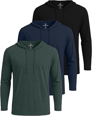 Real Essentials 3 Pack: Mens Cotton Lightweight Casual Pullover Drawstring Hoodie With Pocket Available In Big & Tall
