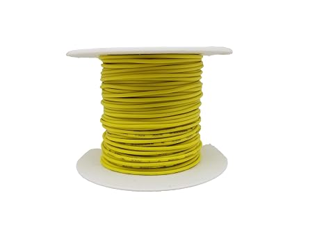 100ft 22 AWG Solid Copper Wire, Yellow Hookup Spool, PVC Insulated UL1007