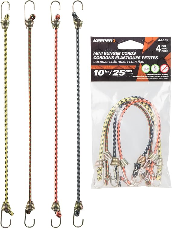 Keeper - 10 Mini Bungee Cords, 4 Pack - UV and Weather-Resistant
