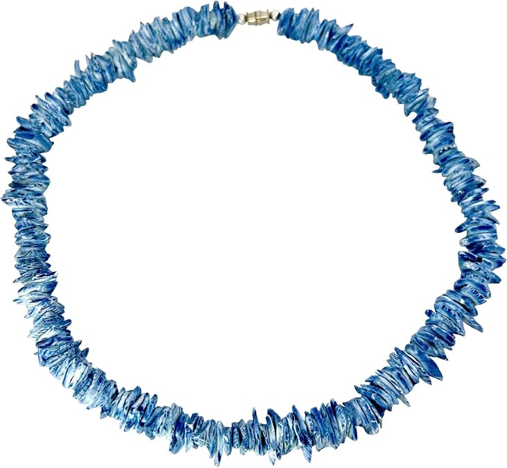 Ocean Blue Puka Shell Chip Hawaiian Choker Necklace