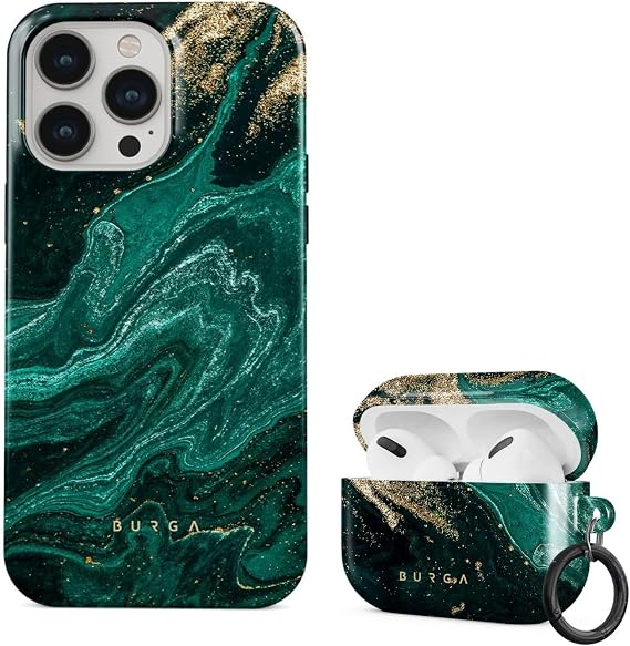 BURGA Case Compatible with Airpods PRO and Phone Case Compatible with iPhone 15 Pro Max - Scratch-Resistant Shockproof Cover - Bundle