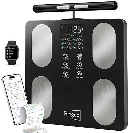 Body Pod Scale, Smart Scale with BMI Body Fat Muscle Mass, 8-Electrode High Precision Digital Bathroom Composition Analyzer with 12.2" Large Platform and 4.8" Display
