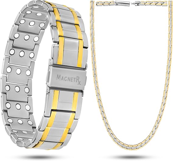 MagnetRX Matching Magnetic Bracelet & Necklace Ultra Strength Titanium Magnetic Bracelets & Necklace Premium Quality, Comfortable and Stylish Jewelry Set