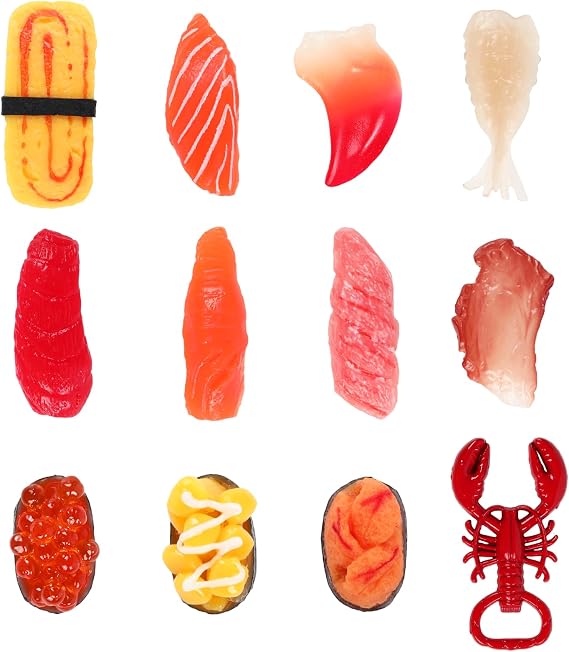 12Pcs Cute Sushi Fridge Magnets, Funny Food Refrigerator Magnets for Home Kitchen Decor, Fun Kawaii Designs for Whiteboard, Cabinet and Locker (Sushi,2)