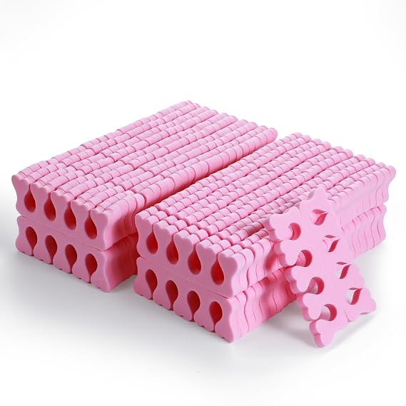 100 Pcs Sponge Toe Separators Soft Finger Separators Premium Pedicure Tool Kit Flexible Toe Divider Spacer for Polishing Pedicure Manicure Coating Nail Art Beauty Accessories (Pink)