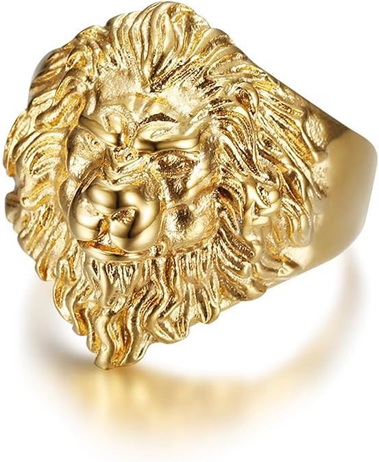 Lion Head Ring for men Lion King ring Men's Stainless Steel rings Hip Hop ring for Men Vintage Animals Rings Iced Out Jewelry Punk Ring Club ring Heavy Metal