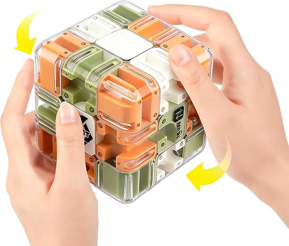 3D Maze 3x3 Speed Cube, 3x3 Maze Ball Labyrinth Game, Unlock The Path from Start to Finish, Challenging Fidget Toy & Concentration Game for Kids & Adults, 8.5cm (A)