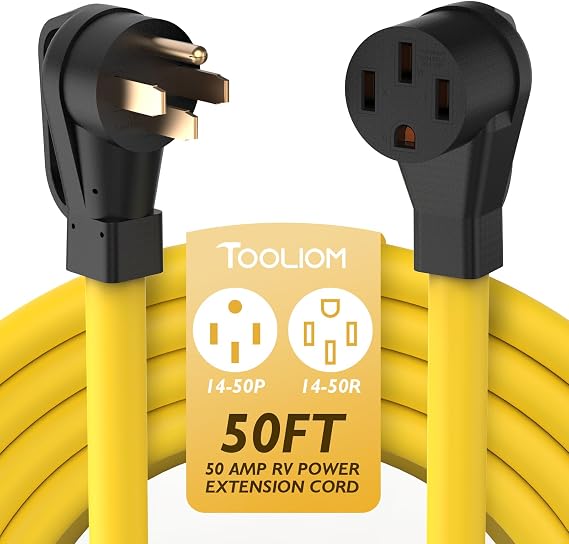 TOOLIOM 50FT 50A RV & Generator Cord, NEMA 14-50P to 14-50R