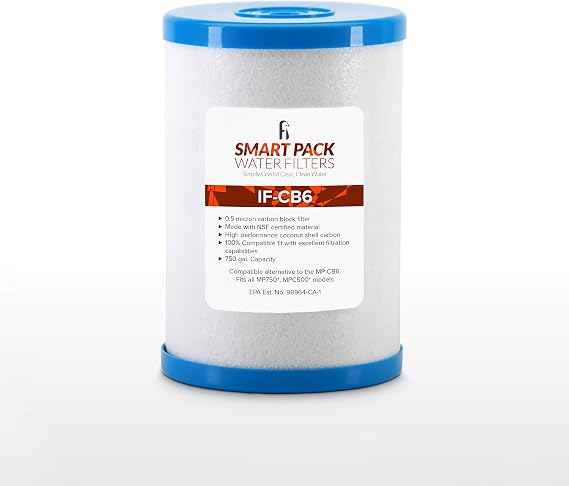 iFilters 0.5 Micron Multipure CB6 Compatible Carbon Block Water Filter | IF-CB6 | Direct CB6 Compatible Filter | 750 Gallons | Reduces CTO, Bacteria, Cysts, Asbestos & Sediment