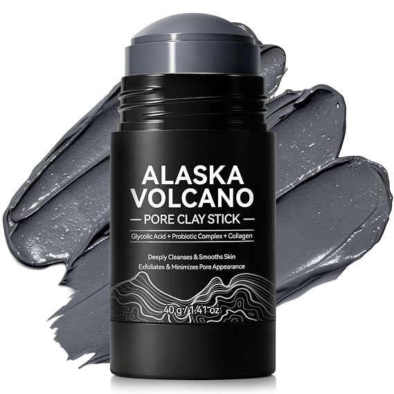 Alaska Volcano Pore Clay Stick, Deep Cleansing Face Mask Stick for Pore Care, Exfoliating, Smoothing Skin