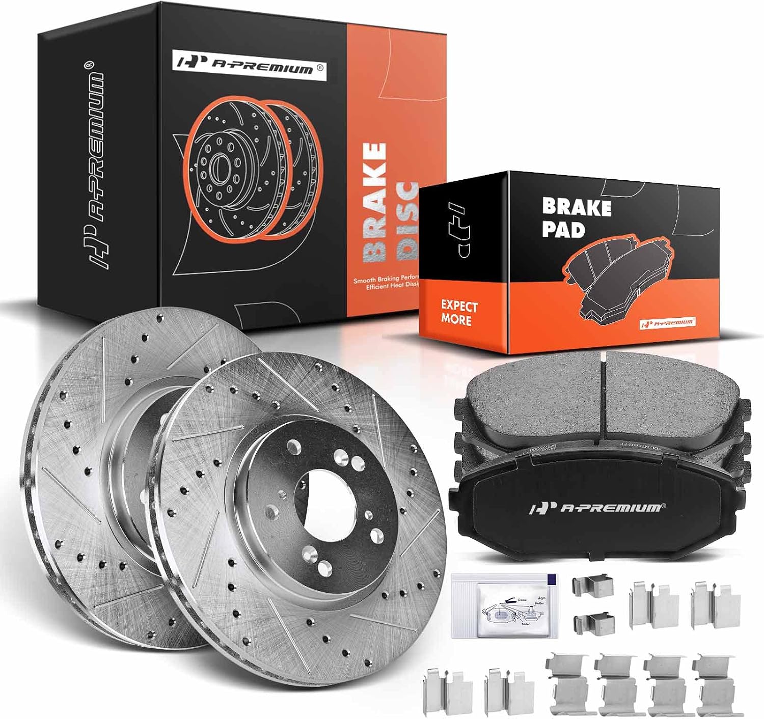 A-Premium 11.81 inch300mm Front Drilled and Slotted Disc Brake RotorsCeramic Pads Kit Compatible with Select Acura and Honda Models - MDX 2001-2002, Odyssey 1999 2000 2001 2002 2003 2004, 6-PC Set