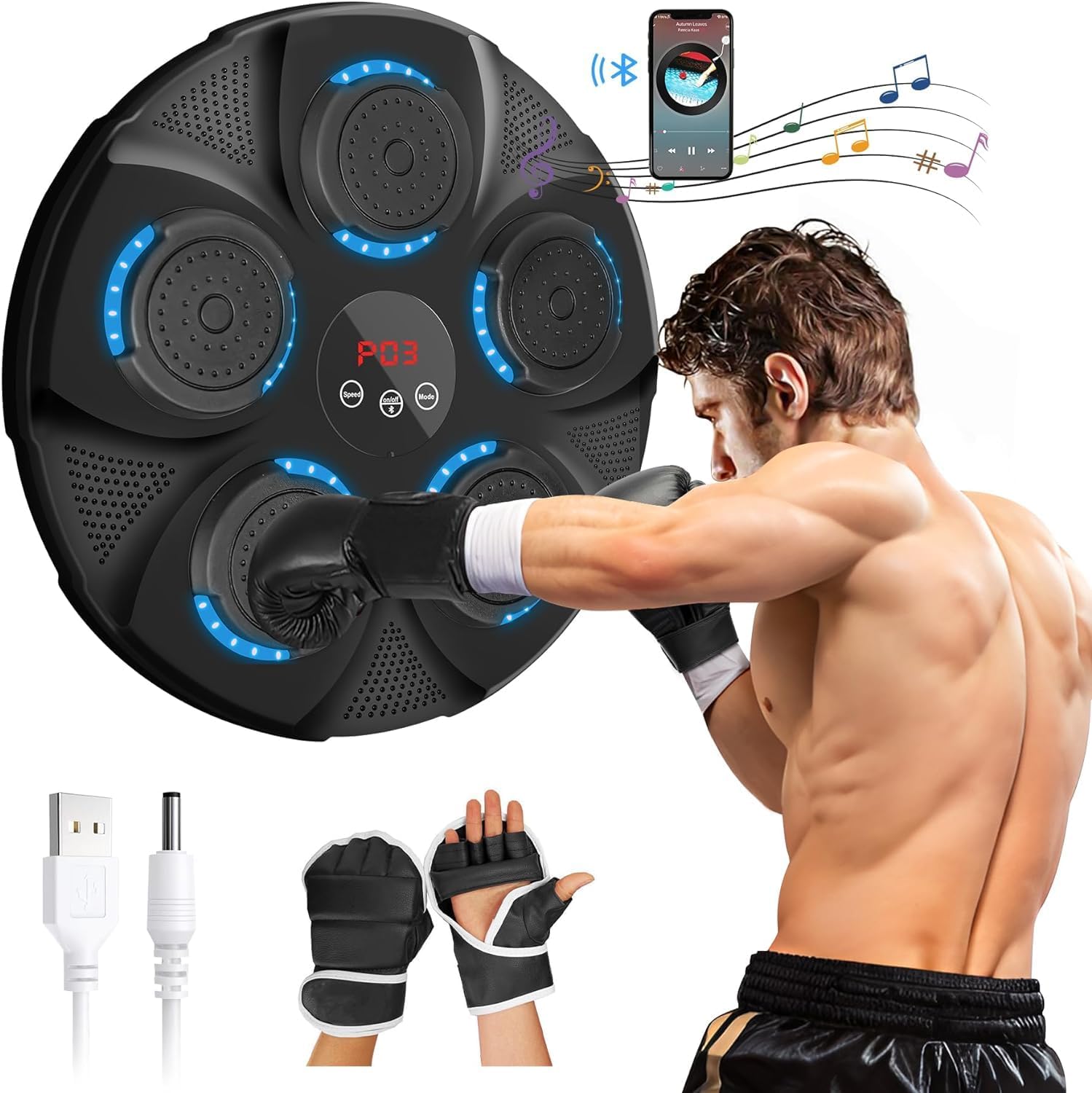 Wall Mount Music Boxer, Smart Music Boxing Equipment,Portable Music Puch Bag Fighting Game, Agility Training Digital Boxing for Kids and Adults