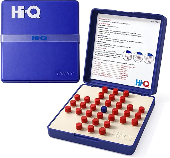 Original HI-Q Solitaire Game - Solitaire Board Game for Kids, Adults & Seniors, Solo 1-Player, Puzzle Strategy Problem Solving Game, Perfect Travel & College Board Game, Classic Hi-Q Peg Brain Teaser
