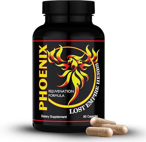 Lost Empire Herbs Phoenix Rejuvenation Formula Energy Blend of 4 Natural Health Herbs Pine Pollen, He Shou Wu, Ant, and Shilajit (90ct Capsules)