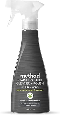 Method Stainless Steel Cleaner  Polish, Apple Orchard, Cleans Fingerprints and Smudges, 14 FL Oz Pack of 1