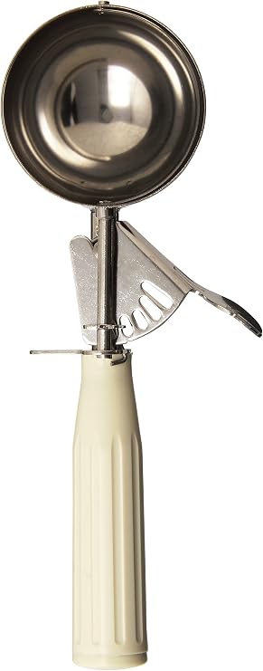 Crestware Plastic Handle Stainless Steel Thumb Dishers with Thumb Levers, Size 10, Ivory