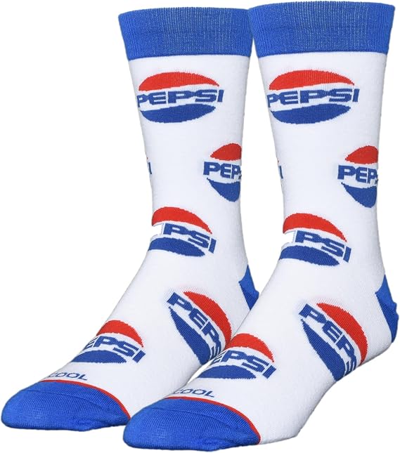 Cool Socks - Pepsi Soda Pop Crew Socks, Size Large | Officially Licensed. Fits Men's 8-12 / Women's 9.5-13.5. Cushioned Stay-Up Fit. A fun surprise for soda fans.