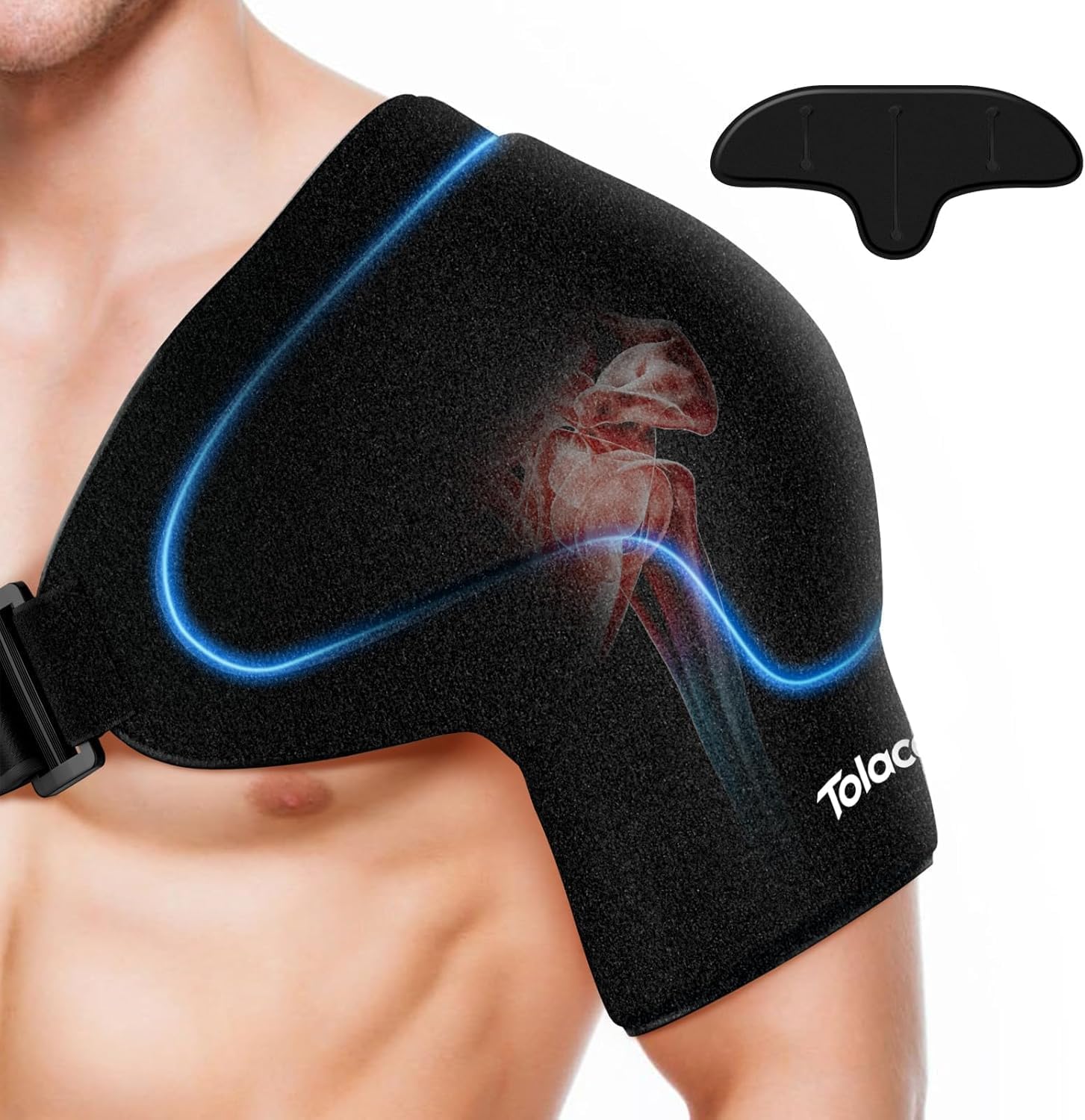 Shoulder Ice Pack Wrap with Triple Coldfocus Expert Gel for Long-Lasting Rotator Cuff Cold Therapy, Shoulder ice Brace Rotator Cuff Cold Therapy for for Pain Relief, Post Recovery Large