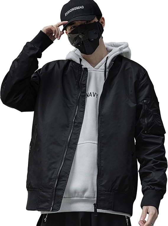 XYXIONGMAO Men's Techwear Flight Lightweight Bomber Military Jackets Tactical Zipper Streetwear Windbreakers