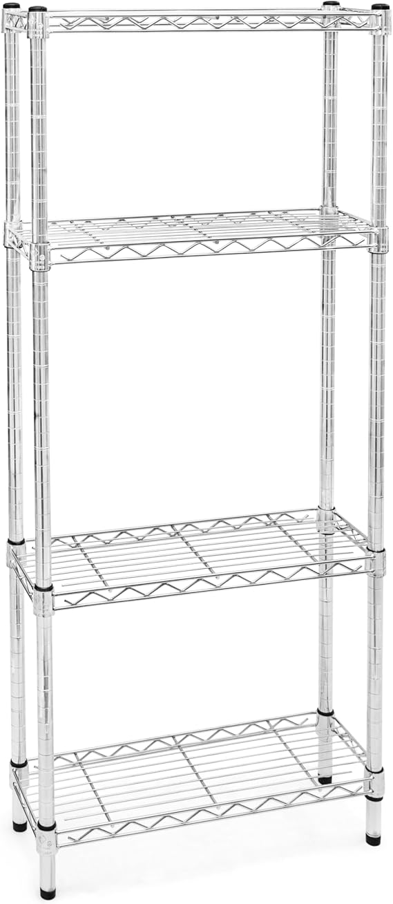 Shelving Inc. 8" d x 24" w x 72" h Chrome Wire Shelving w/ 4 Tier Shelves