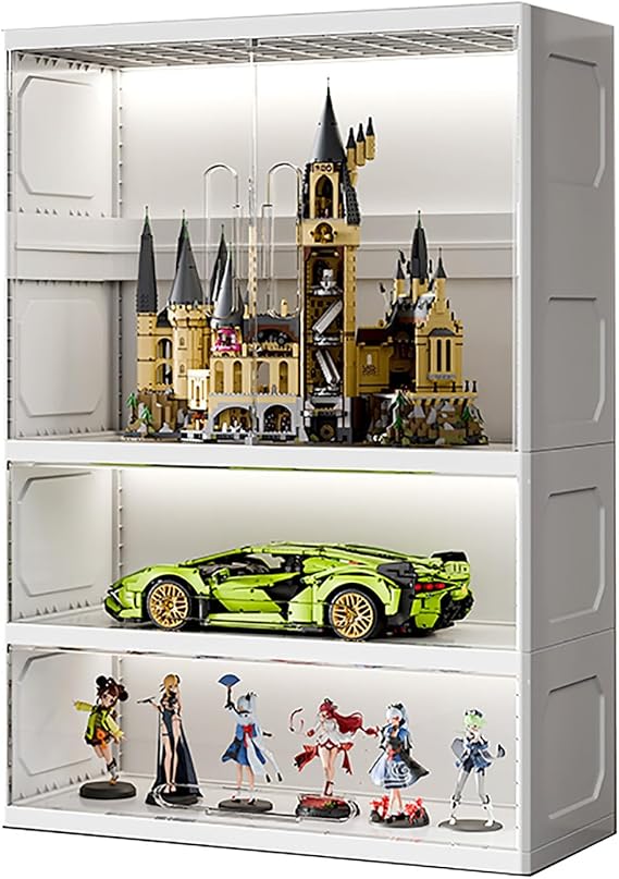 Display Cabinet, Glass Display Cabinet, Toy Organizers Rack Display Shelf, Bedroom Showcase Storage Box Locker Easy to Clean Transparent Storage (Size : B)