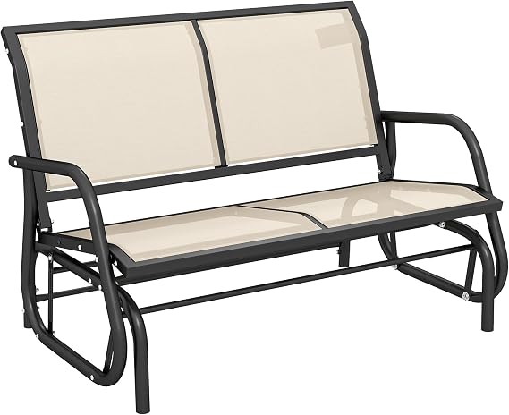 Outsunny 2-Person Outdoor Glider Bench with Steel Frame, Beige