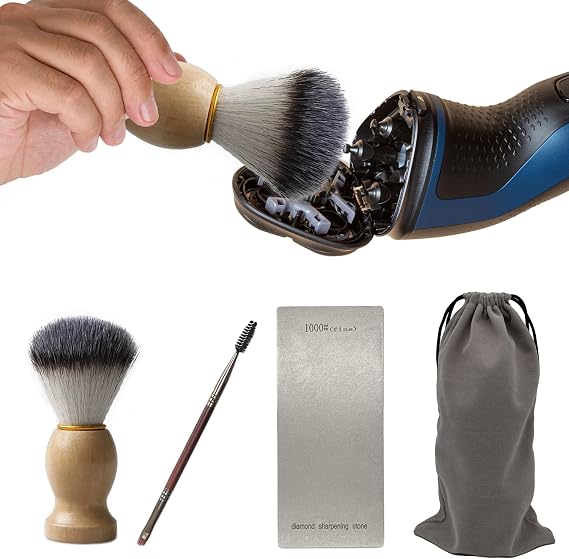 Rotary Electric Shaver Head Shaver Cleaning Brush Shaver Maintenance Kit for Philips, Remington, Freebird, Skull - Diamond Sharpening Stone, Easy Grip, Deep Clean, Sharpen Blades, Prolong Lifespan