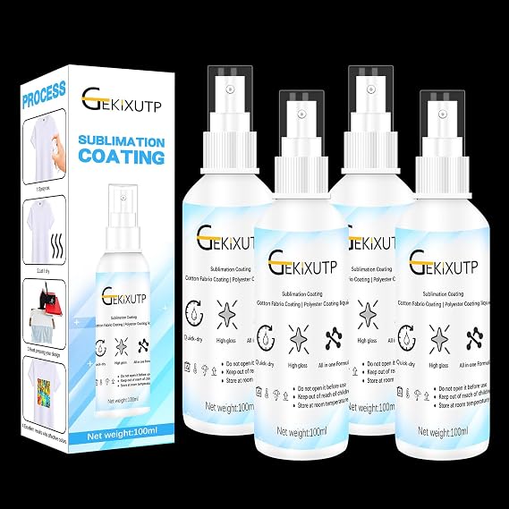 4 x 100ml Sublimation Spray for Cotton Tshirts,Sublimation Coating Spray for T-Shirts, Canvas, Polyester Fabric,Quick Dry, High Gloss,Polyester Spray for Sublimation (4 pcs Sublimation Coating Spray)