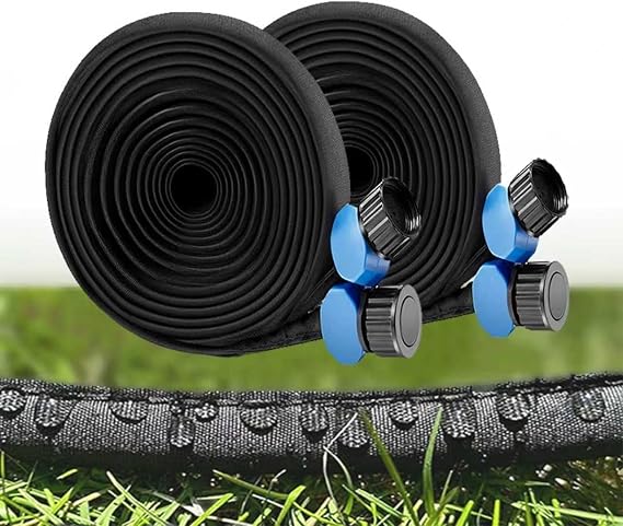 Garden Flat Soaker Hose 50ft 2 Pack for Garden Beds