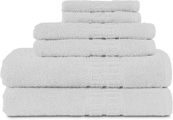 MyPillow MyTowels 6 Piece Towel Set - 100% Cotton Soft Absorbent Towels for Bathroom, 2 Bath Towels, 2 Hand Towels, 2 Washcloths [MyTowels 6-Piece Set, White]