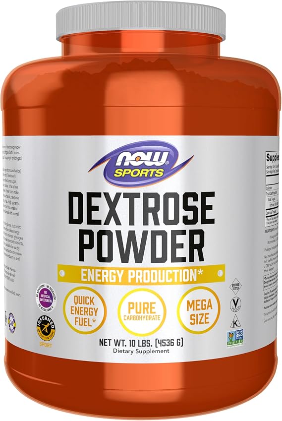 NOW Foods Sports Nutrition, Dextrose Powder (Monosaccharide), Energy Production*, 10-Pound