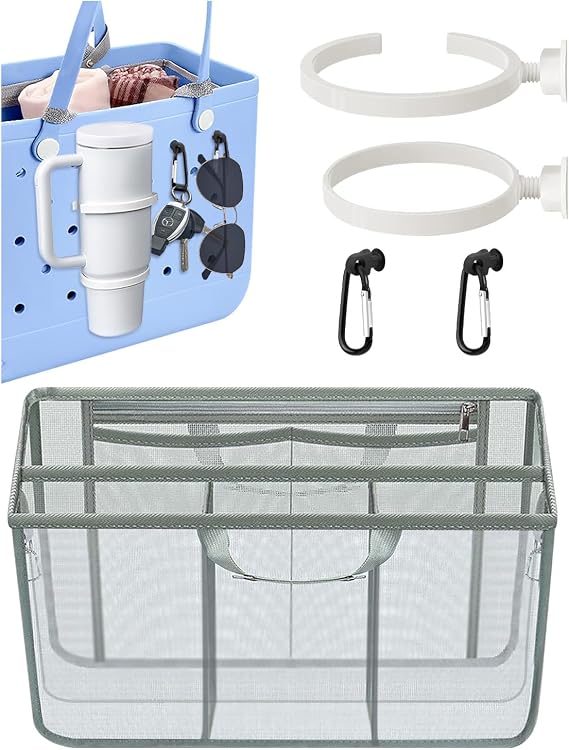 Fizzest Cup Holder Accessories for Stanley,Drink Holder Beach Bag Organizer Insert Compatible with Bogg Bag (Large Size)