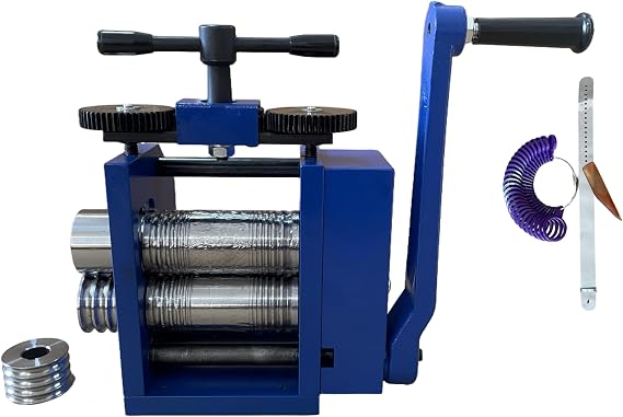 PTKTLAM 4-in-1 Jewelry Rolling Mill, 1.6" 42mm Roller | Draw Square Flat Semicircle Wire, 1:5 Gear Ratio, Adjustable Thickness, For Gold Silver Copper
