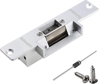 UHPPOTE Electric Door Strike Lock Fail Secure 12VDC for Access Control | Zinc Alloy for Wooden Metal Doors