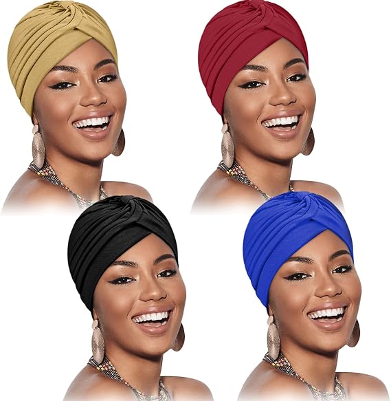 Syhood 4 Pieces Turbans for Women, Women Head Wraps Scarf