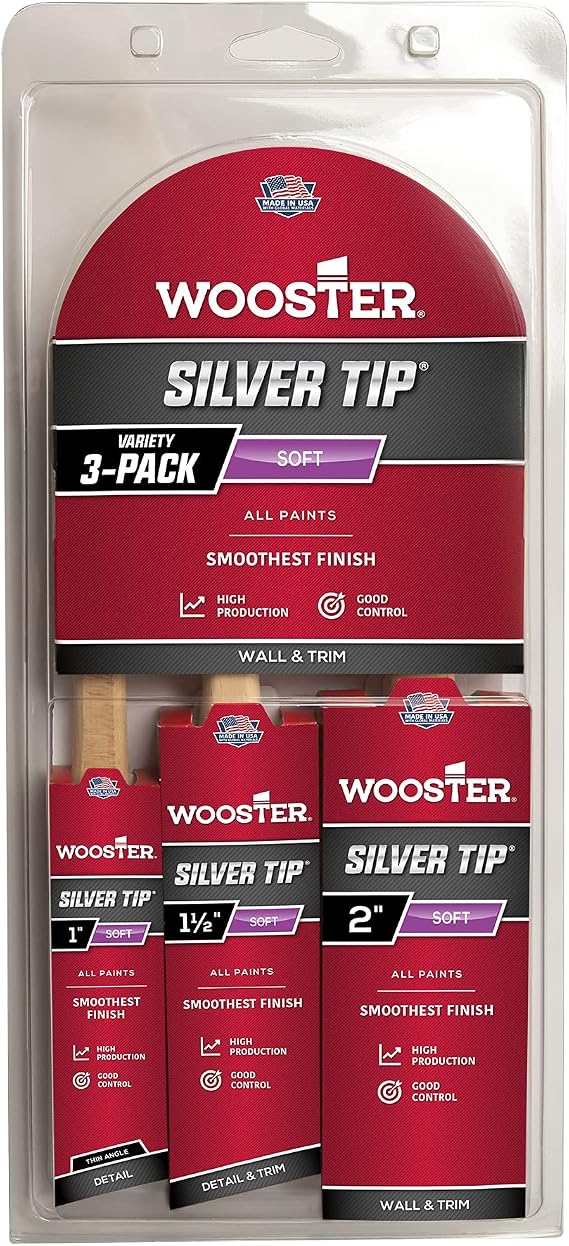 Wooster Brush 5229 Silver Tip Variety 3 Pack