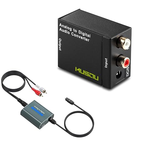 RCA Analog to Digital Audio Converter and 3.5mm to Optical Audio Adapter