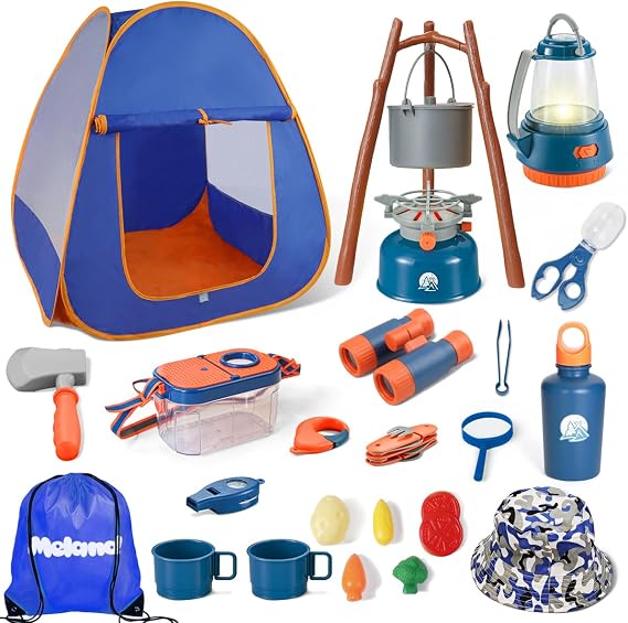 Meland Camping Play Set for Kids 3-6, Pretend Adventure Toy Gift