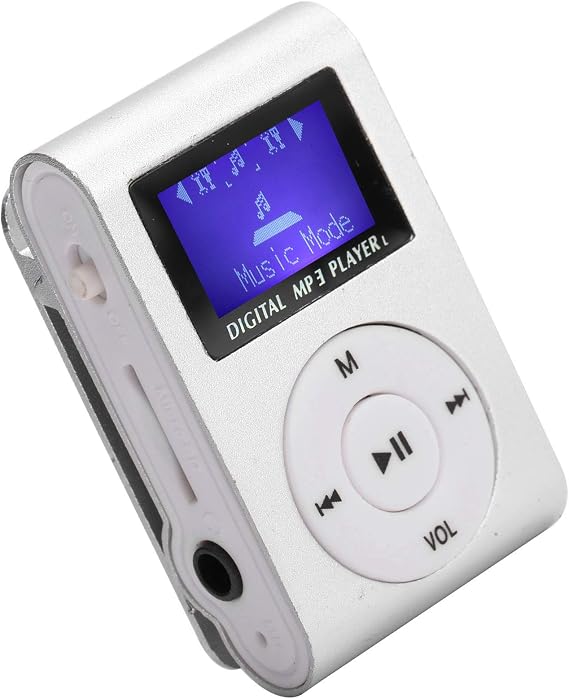 Clip MP3 Player, Digital Lossless Music Player, MP3 Music Player Sports BackClip LCD Screen MP3 Support Memory Card(Silver)