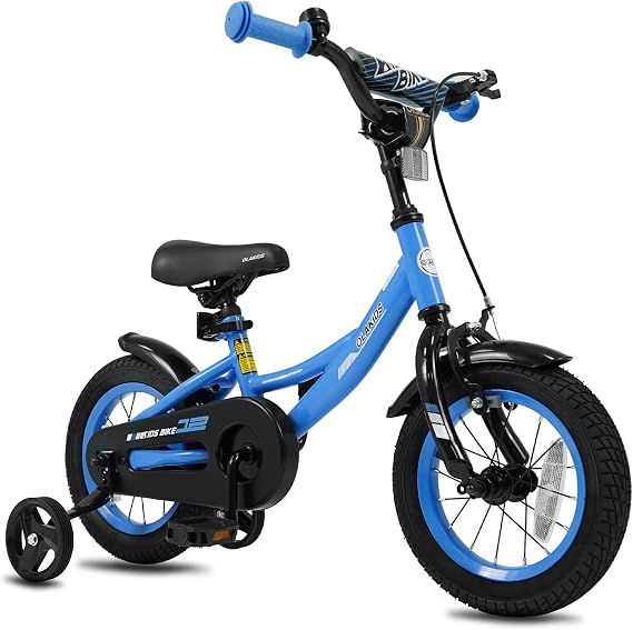 Olakids Kids Bike, 12 14 16 18 Inch BMX Style Toddlers Bike with Training Wheels Adjustable Seat Handlebar Coaster Brake Handbrake Safety Bell, Children's Bicycle for Boys Girls