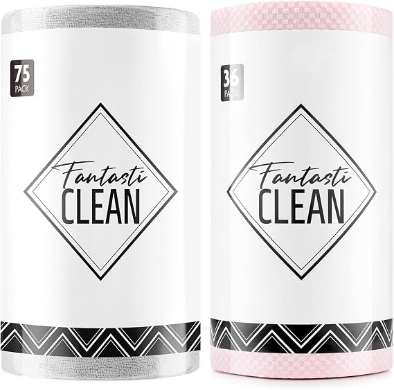 Fantasticlean Tear-Away Microfiber Cleaning Cloth Roll, Reusable Washable Cleaning Towels, Super Absorbent Dish Cloths